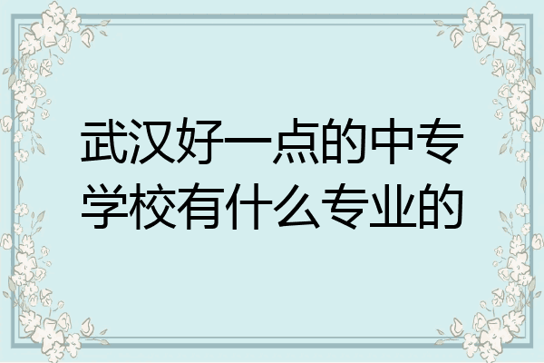 武汉好一点的中专学校有什么专业的