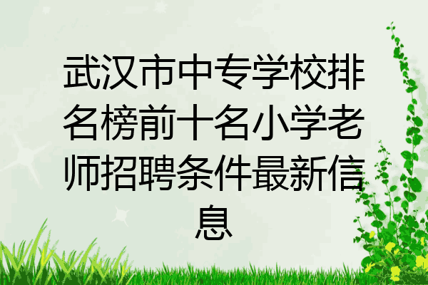 武汉市中专学校排名榜前十名小学老师招聘条件最新信息