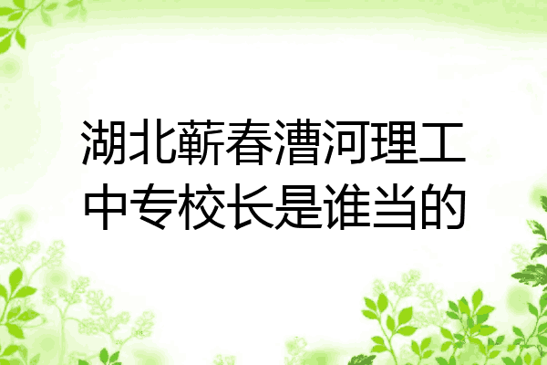 湖北蕲春漕河理工中专校长是谁当的