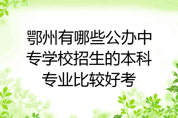 鄂州有哪些公办中专学校招生的本科专业比较好考