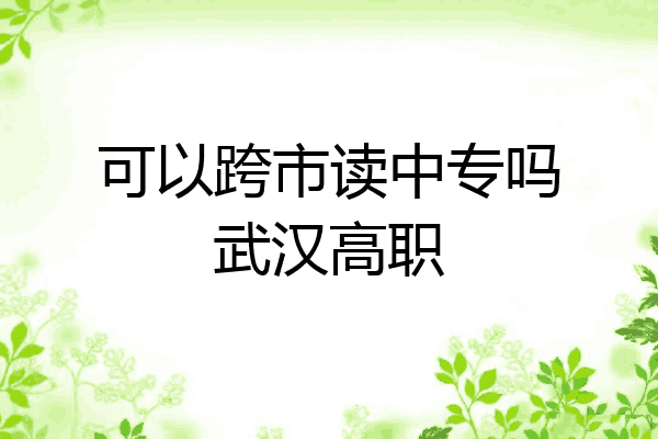 可以跨市读中专吗武汉高职