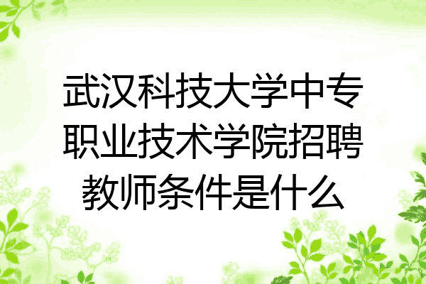 武汉科技大学中专职业技术学院招聘教师条件是什么