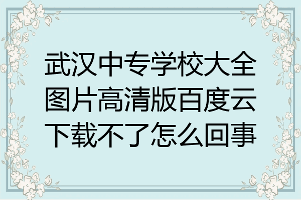 武汉中专学校大全图片高清版百度云下载不了怎么回事