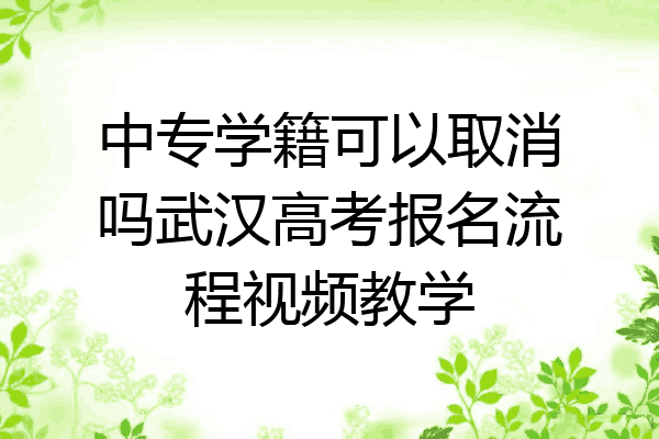 中专学籍可以取消吗武汉高考报名流程视频教学