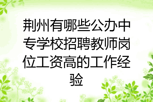 荆州有哪些公办中专学校招聘教师岗位工资高的工作经验