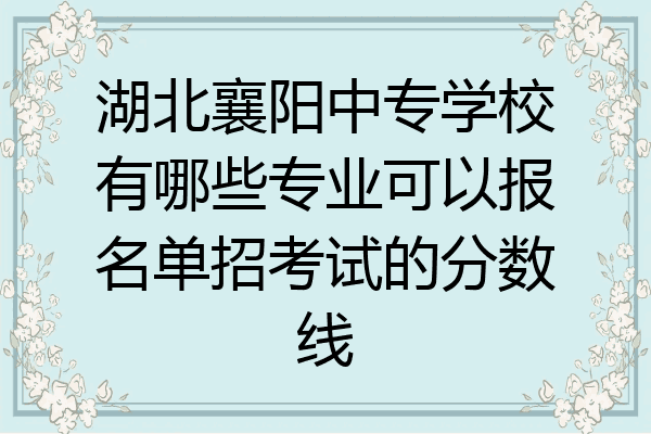 湖北襄阳中专学校有哪些专业可以报名单招考试的分数线