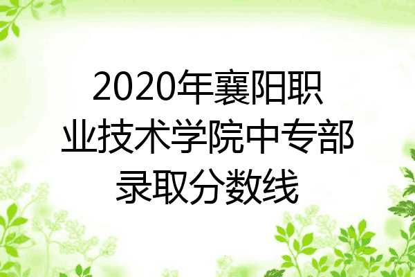 2020年襄阳职业技术学院中专部录取分数线