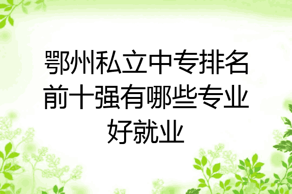 鄂州私立中专排名前十强有哪些专业好就业