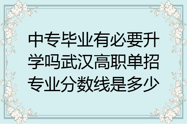 中专毕业有必要升学吗武汉高职单招专业分数线是多少