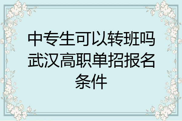 中专生可以转班吗武汉高职单招报名条件
