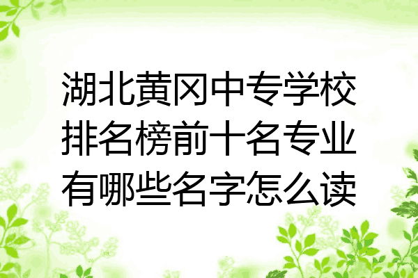 湖北黄冈中专学校排名榜前十名专业有哪些名字怎么读