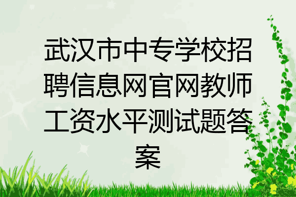 武汉市中专学校招聘信息网官网教师工资水平测试题答案