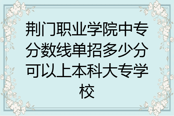 荆门职业学院中专分数线单招多少分可以上本科大专学校