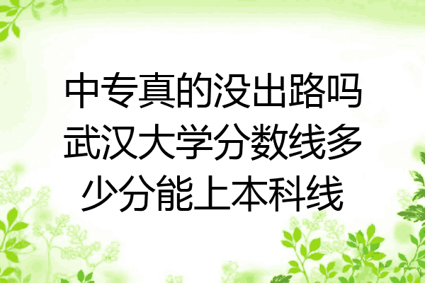 中专真的没出路吗武汉大学分数线多少分能上本科线