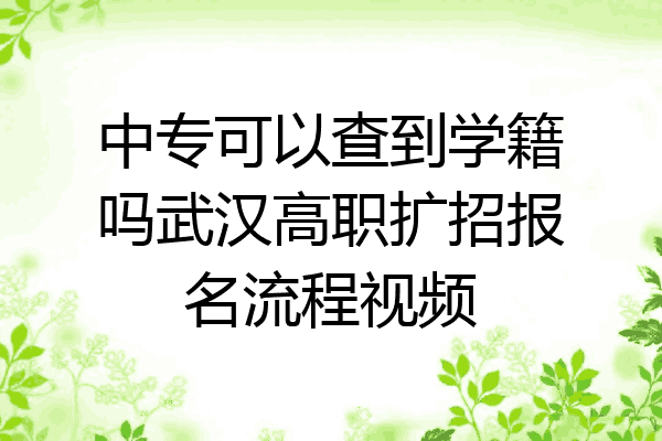 中专可以查到学籍吗武汉高职扩招报名流程视频