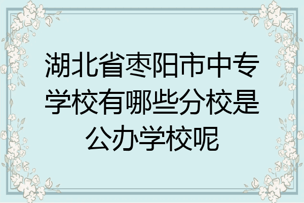 湖北省枣阳市中专学校有哪些分校是公办学校呢
