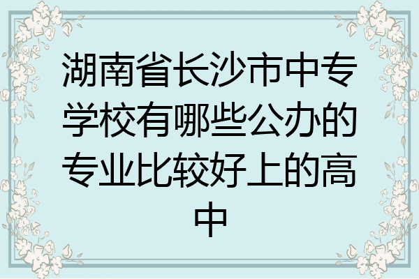 湖南省长沙市中专学校有哪些公办的专业比较好上的高中