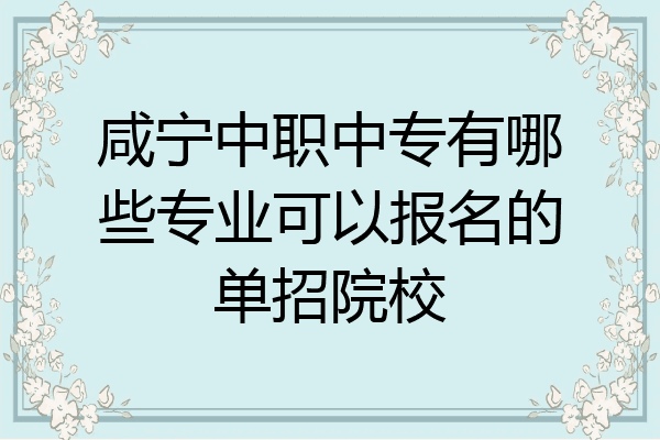 咸宁中职中专有哪些专业可以报名的单招院校