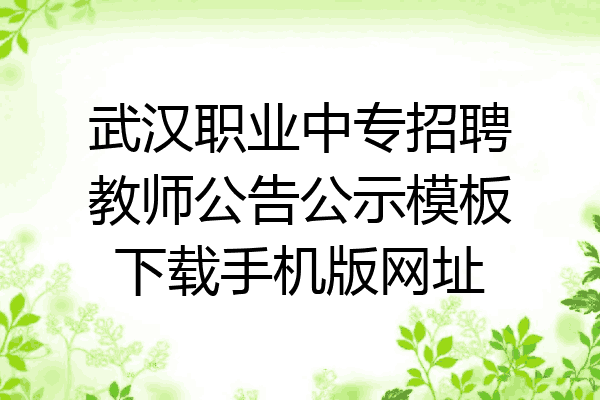 武汉职业中专招聘教师公告公示模板下载手机版网址