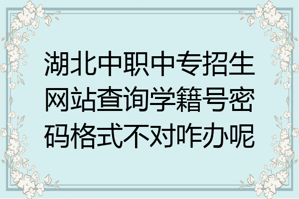湖北中职中专招生网站查询学籍号密码格式不对咋办呢