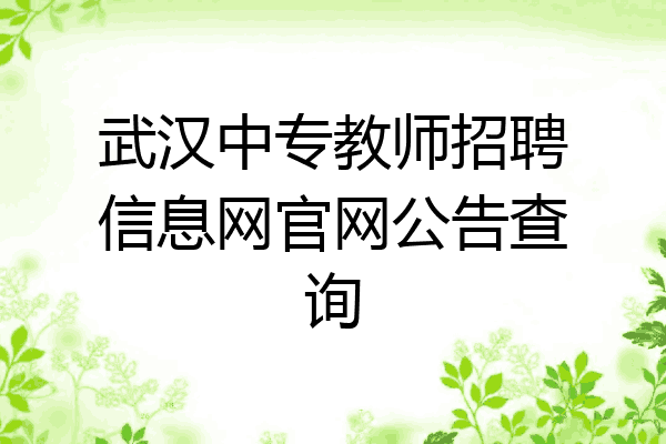 武汉中专教师招聘信息网官网公告查询