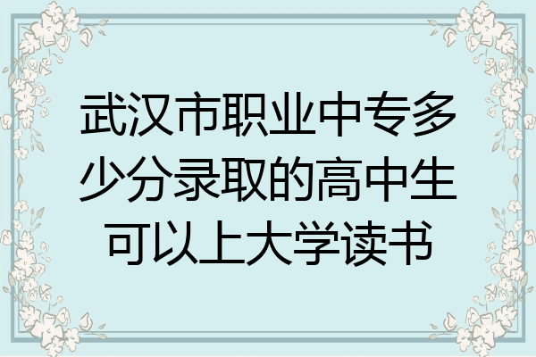 武汉市职业中专多少分录取的高中生可以上大学读书