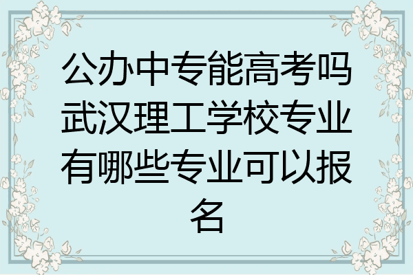 公办中专能高考吗武汉理工学校专业有哪些专业可以报名