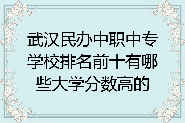 武汉民办中职中专学校排名前十有哪些大学分数高的