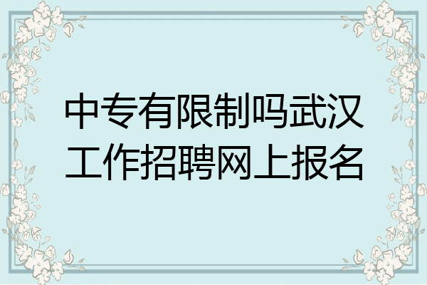 中专有限制吗武汉工作招聘网上报名