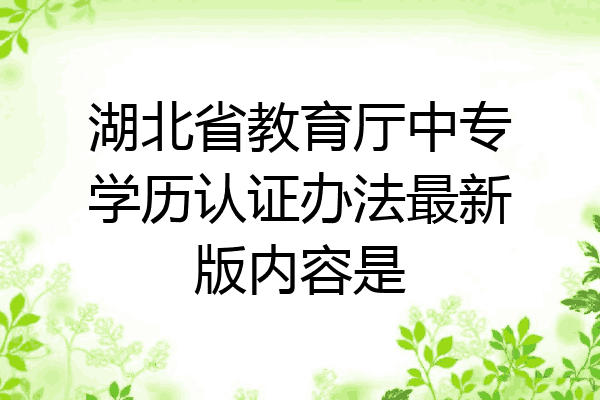 湖北省教育厅中专学历认证办法最新版内容是
