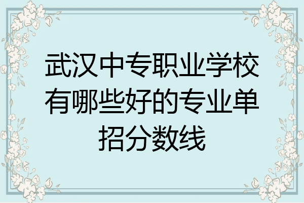 武汉中专职业学校有哪些好的专业单招分数线