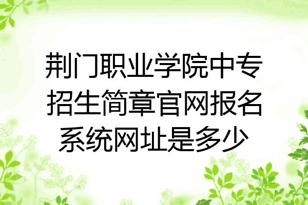荆门职业学院中专招生简章官网报名系统网址是多少