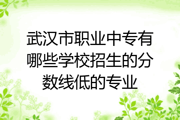 武汉市职业中专有哪些学校招生的分数线低的专业
