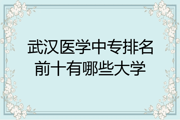 武汉医学中专排名前十有哪些大学