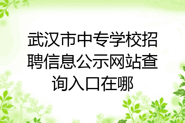 武汉市中专学校招聘信息公示网站查询入口在哪