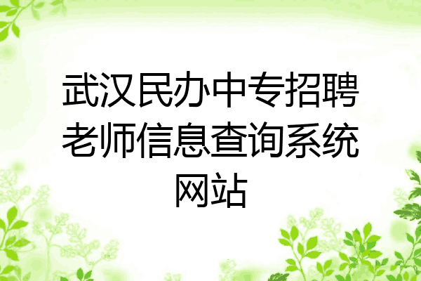 武汉民办中专招聘老师信息查询系统网站