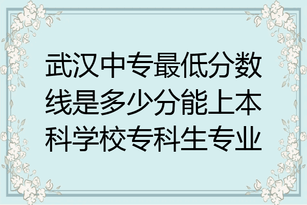 武汉中专最低分数线是多少分能上本科学校专科生专业
