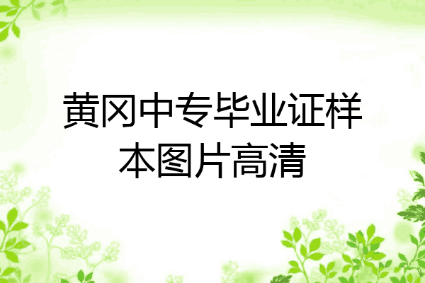 黄冈中专毕业证样本图片高清