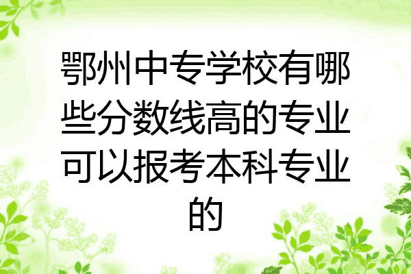 鄂州中专学校有哪些分数线高的专业可以报考本科专业的