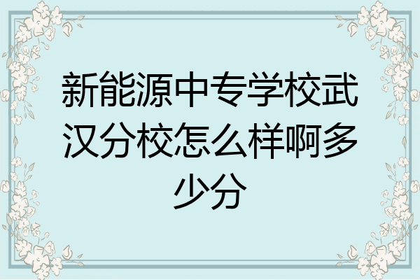 新能源中专学校武汉分校怎么样啊多少分