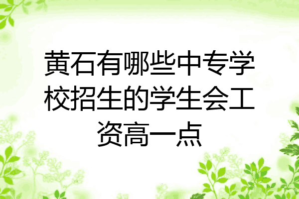 黄石有哪些中专学校招生的学生会工资高一点