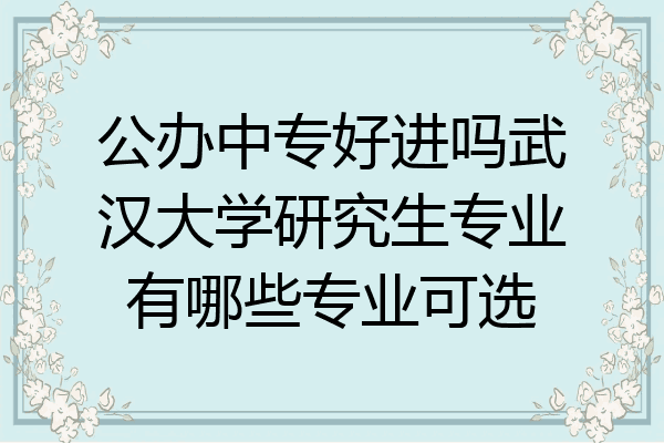 公办中专好进吗武汉大学研究生专业有哪些专业可选