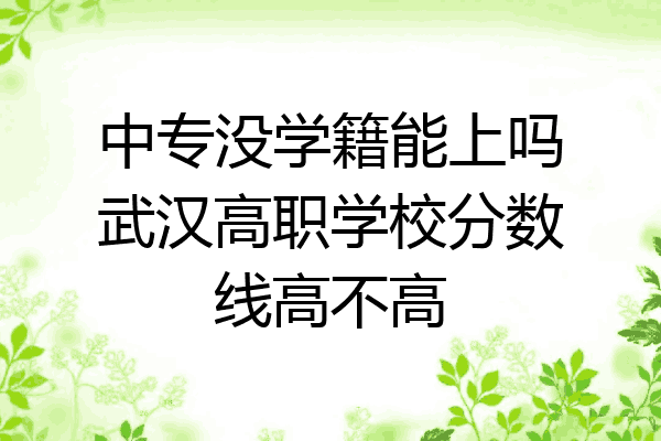 中专没学籍能上吗武汉高职学校分数线高不高
