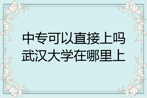 中专可以直接上吗武汉大学在哪里上