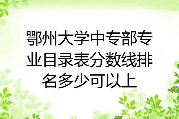 鄂州大学中专部专业目录表分数线排名多少可以上