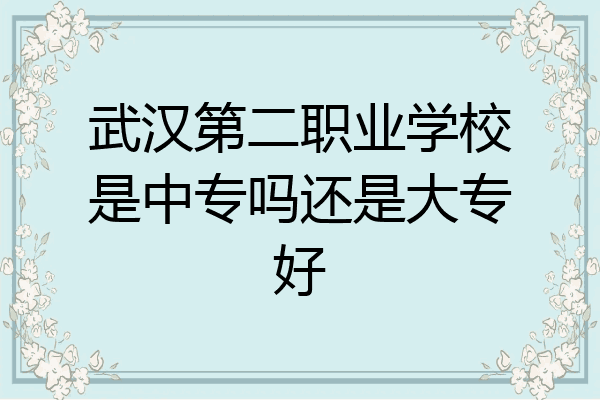 武汉第二职业学校是中专吗还是大专好