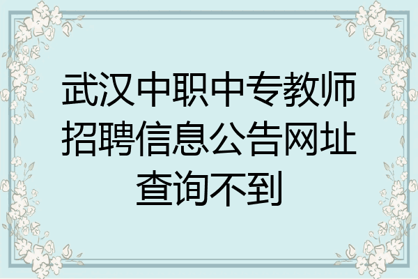 武汉中职中专教师招聘信息公告网址查询不到