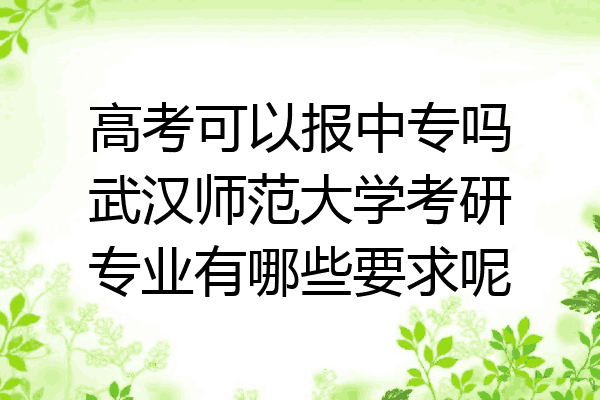 高考可以报中专吗武汉师范大学考研专业有哪些要求呢