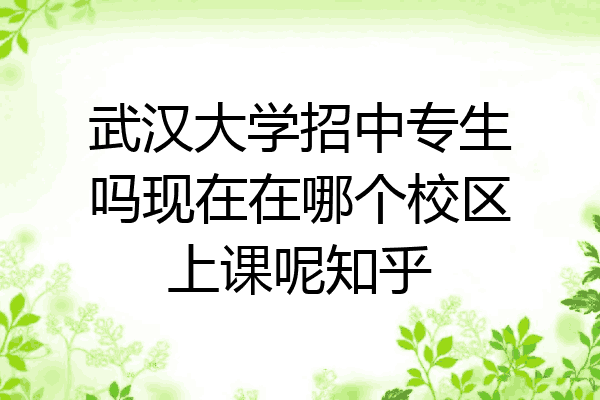 武汉大学招中专生吗现在在哪个校区上课呢知乎