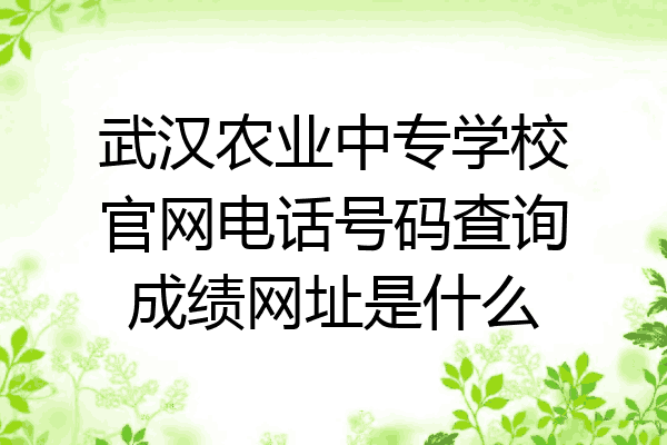 武汉农业中专学校官网电话号码查询成绩网址是什么